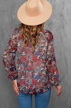 Load image into Gallery viewer, Floral Print V Neck Puff Sleeve Top
