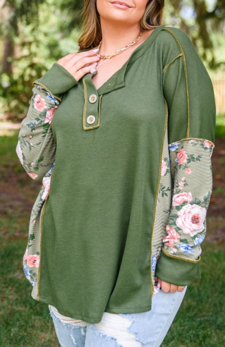 Plus Size Floral Patchwork Top