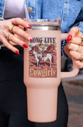 40 Oz. Light Pink LONG LIVE COWGIRLS Tumbler