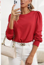 Load image into Gallery viewer, Red Puffed Sleeve Sweater
