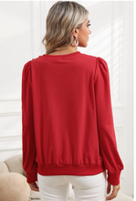 Load image into Gallery viewer, Red Puffed Sleeve Sweater
