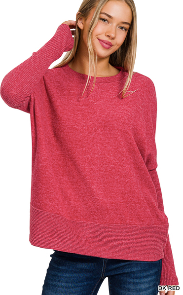 Zenana Brushed Mélange Red Sweater