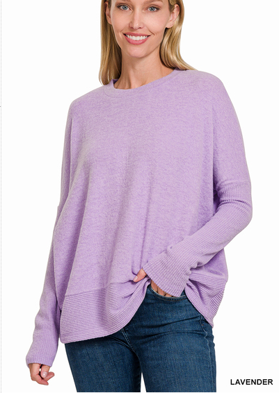 Zenana Brushed Mélange Purple Sweater