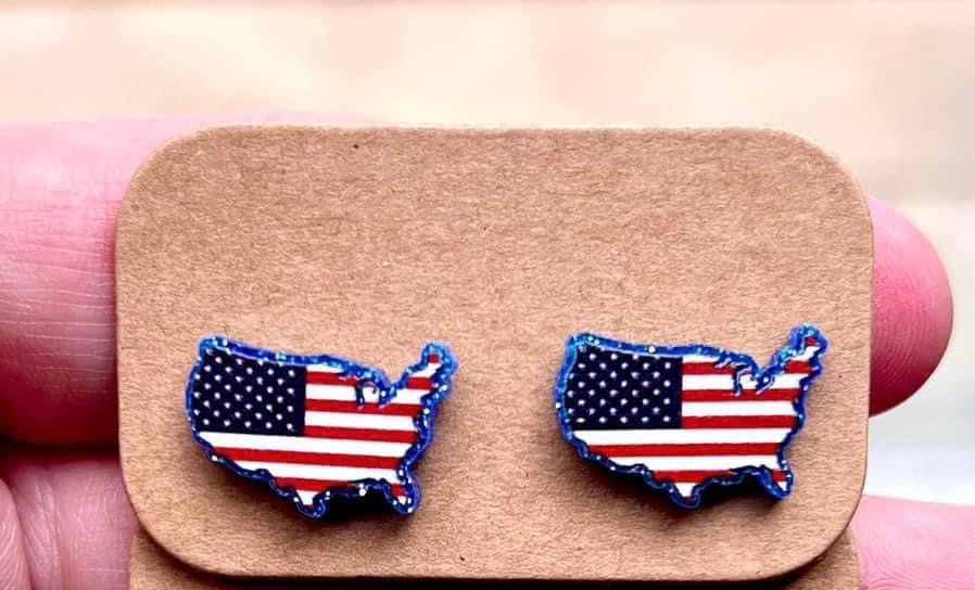 Acrylic United States American Flag Studs