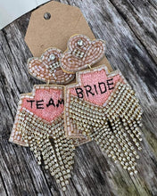 Load image into Gallery viewer, Fully Beaded with Rhinestones TEAM BRIDE Earrings
