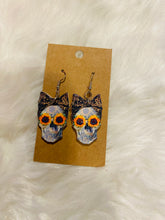 Load image into Gallery viewer, Acrylic Leopard/Sunflower Skull Earrings
