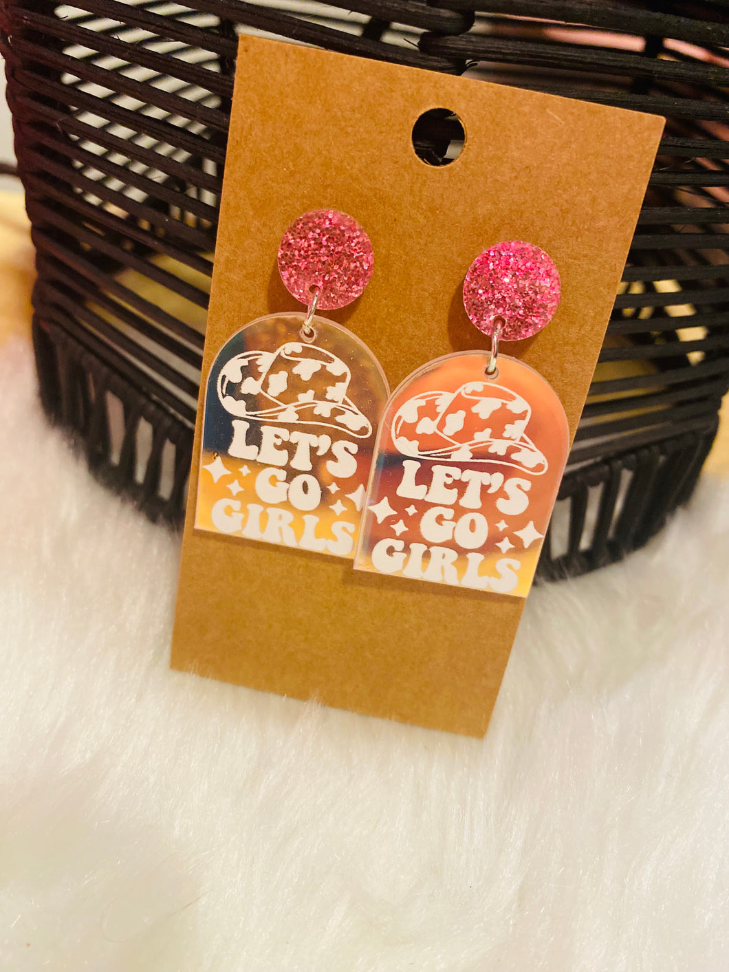 Acrylic LETS GO GIRLS Earrings