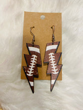 Load image into Gallery viewer, Wooden Lightning Bolt Sports Earrings
