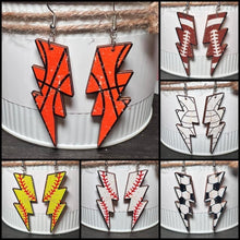 Load image into Gallery viewer, Wooden Lightning Bolt Sports Earrings
