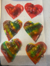 Load image into Gallery viewer, FREEZE DRIED Tropical Fruit &amp; Strawberry Roll Up Stuffed Skittle Hearts
