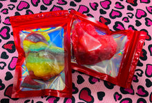 Load image into Gallery viewer, FREEZE DRIED Tropical Fruit &amp; Strawberry Roll Up Stuffed Skittle Hearts
