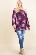 Load image into Gallery viewer, Off the Shoulder Purple Tie Dye Top
