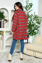 Load image into Gallery viewer, Plaid Long-Sleeve Collared Longline Jacket With Front Pockets
