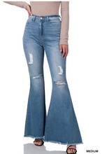 Load image into Gallery viewer, Zenana HIGH-RISE DISTRESSED FLARE RAW HEM DENIM
