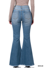 Load image into Gallery viewer, Zenana HIGH-RISE DISTRESSED FLARE RAW HEM DENIM
