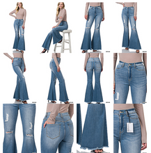 Load image into Gallery viewer, Zenana HIGH-RISE DISTRESSED FLARE RAW HEM DENIM
