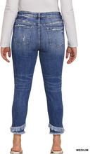 Load image into Gallery viewer, Zenana Plus Size Mid Rise Distressed Crop Skinny Jeans
