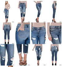 Load image into Gallery viewer, Zenana Distressed Crop Skinny Jeans with Cuffed Hem
