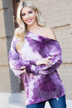 Load image into Gallery viewer, Off the Shoulder Purple Tie Dye Top
