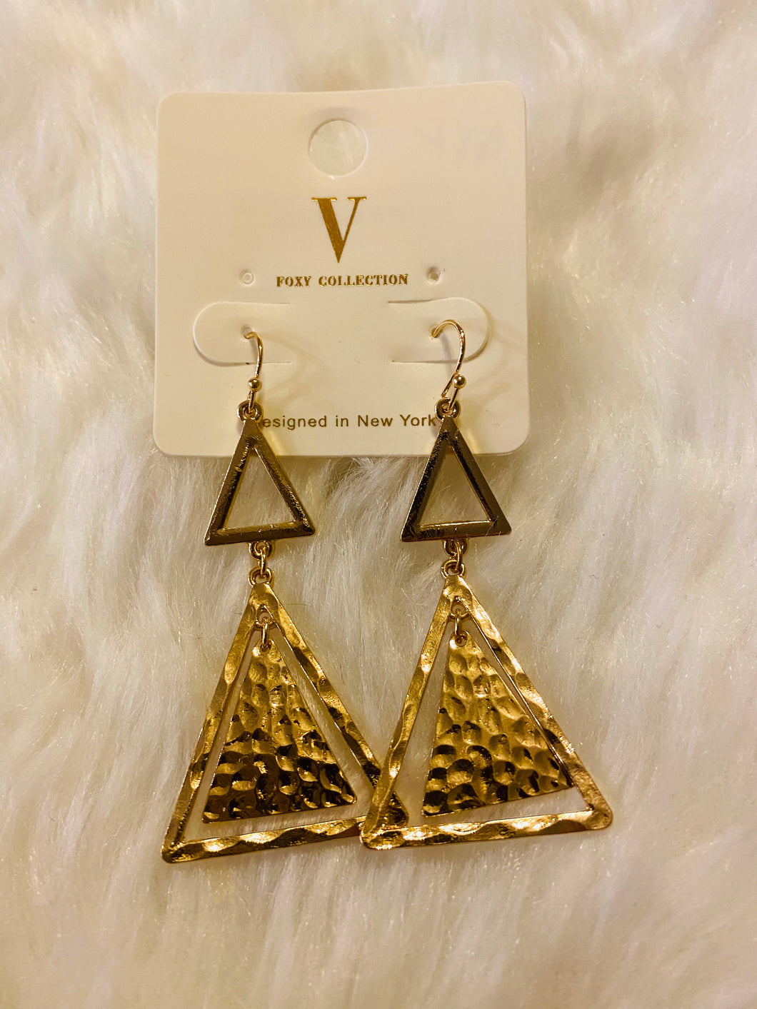 Gold Dangle Triangle Earrings