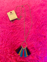 Load image into Gallery viewer, Gold Necklace with Multicolored Tassel
