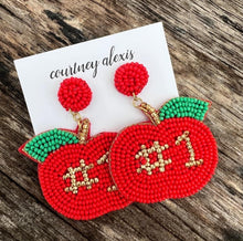 Load image into Gallery viewer, #1 Red Apple Teacher Earrings
