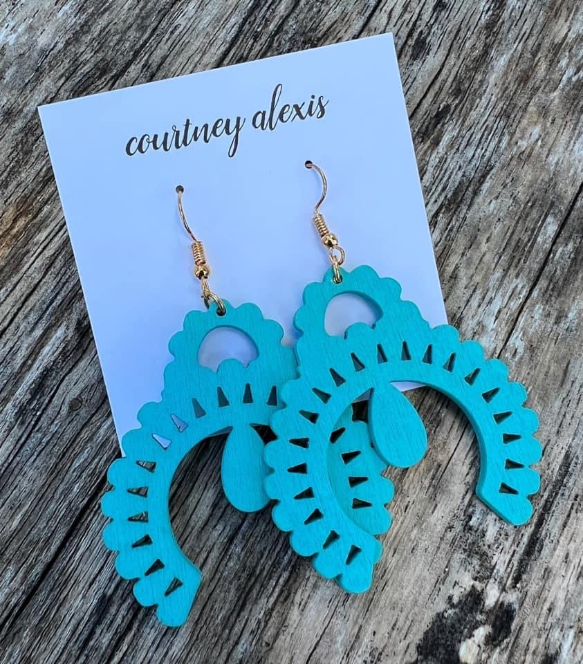 Teal Western Earrings