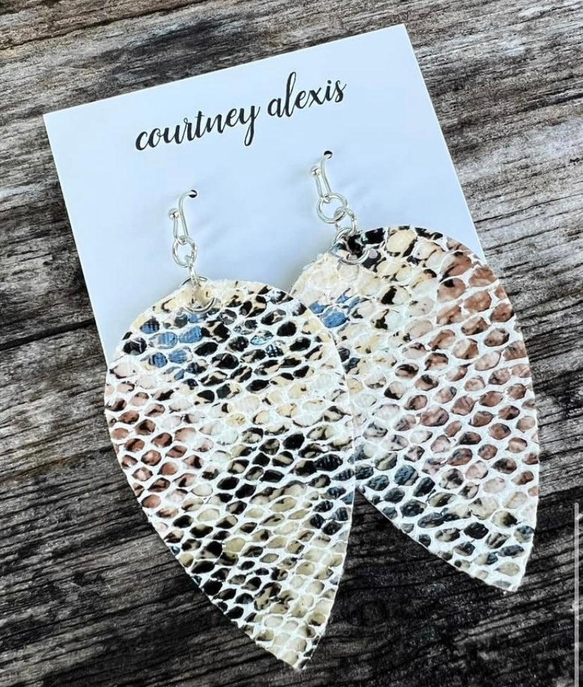 Snakeskin Upside Down Teardrop Earrings