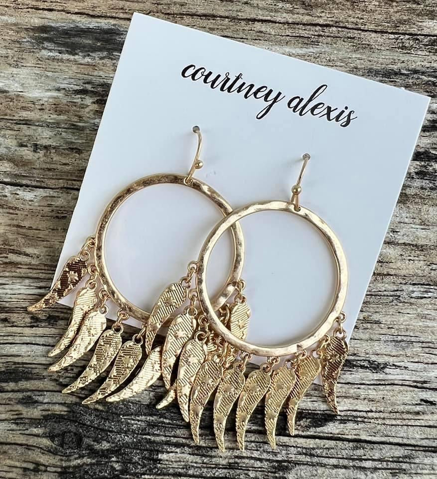 Gold Dangle Dream Catcher Earrings