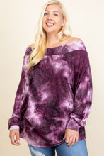 Load image into Gallery viewer, Off the Shoulder Purple Tie Dye Top
